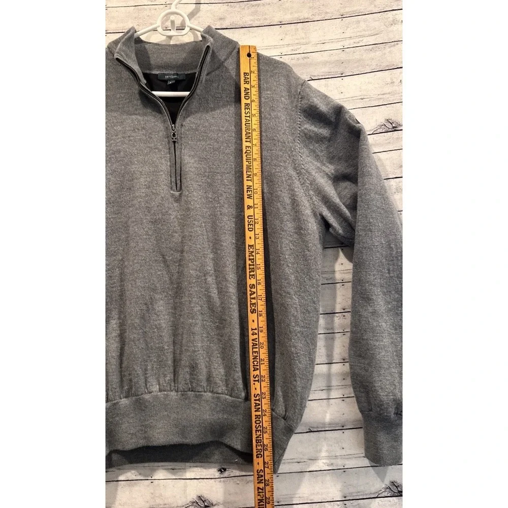 TURTLESON Mens 1/4 Zip Sweater L Gray Pullover Merino Wool Insulated Golf Logo